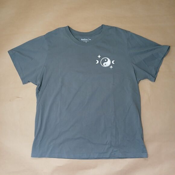 Rebellious One Short Sleeve Yin Yang T-Shirt Gray Size XL - Picture 1 of 8